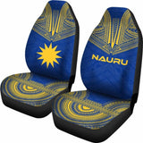 Nauru Car Seat Cover - Nauru Flag Polynesian Chief Tattoo Blue Version - 10 174914 - YourCarButBetter