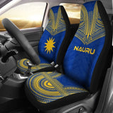Nauru Car Seat Cover - Nauru Flag Polynesian Chief Tattoo Blue Version - 10 174914 - YourCarButBetter