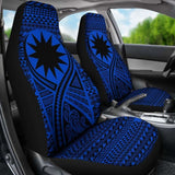 Nauru Car Seat Cover - Nauru Flag Polynesian Tattoo Blue - 9 174914 - YourCarButBetter