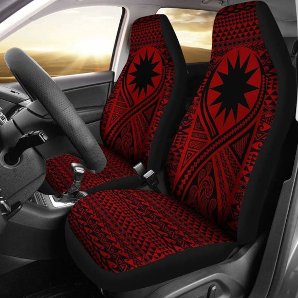 Nauru Car Seat Cover - Nauru Flag Polynesian Tattoo Red - 9 174914 - YourCarButBetter