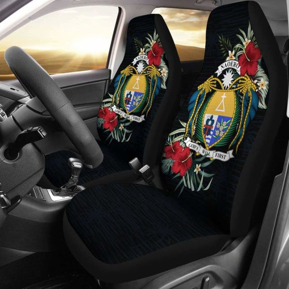 Nauru Car Seat Covers - Nauru Coat Of Arms Hibiscus - 232125 - YourCarButBetter