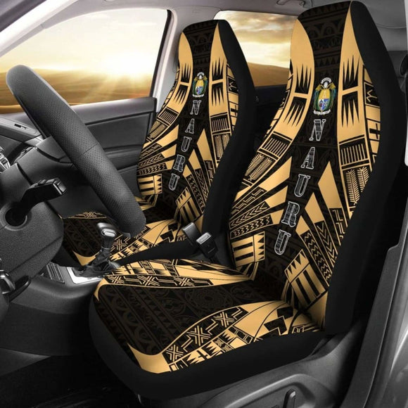 Nauru Car Seat Covers - Nauru Coat Of Arms Polynesian Tattoo Gold - 9 174914 - YourCarButBetter
