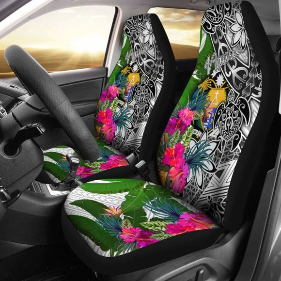 Nauru Car Seat Covers White - Turtle Plumeria Banana Leaf Crest - 091114 - YourCarButBetter