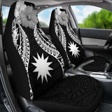 Nauru Polynesian Car Seat Covers Pride Seal And Hibiscus Black - 232125 - YourCarButBetter