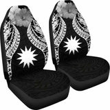 Nauru Polynesian Car Seat Covers Pride Seal And Hibiscus Black - 232125 - YourCarButBetter