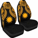 Nauru Polynesian Car Seat Covers Pride Seal And Hibiscus Gold - 232125 - YourCarButBetter