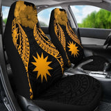 Nauru Polynesian Car Seat Covers Pride Seal And Hibiscus Gold - 232125 - YourCarButBetter