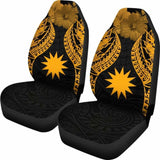 Nauru Polynesian Car Seat Covers Pride Seal And Hibiscus Gold - 232125 - YourCarButBetter