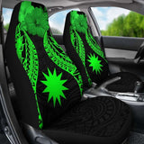Nauru Polynesian Car Seat Covers Pride Seal And Hibiscus Green - 232125 - YourCarButBetter
