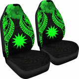 Nauru Polynesian Car Seat Covers Pride Seal And Hibiscus Green - 232125 - YourCarButBetter