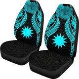 Nauru Polynesian Car Seat Covers Pride Seal And Hibiscus Neon Blue - 105905 - YourCarButBetter