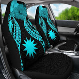 Nauru Polynesian Car Seat Covers Pride Seal And Hibiscus Neon Blue - 105905 - YourCarButBetter