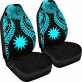 Nauru Polynesian Car Seat Covers Pride Seal And Hibiscus Neon Blue - 105905 - YourCarButBetter