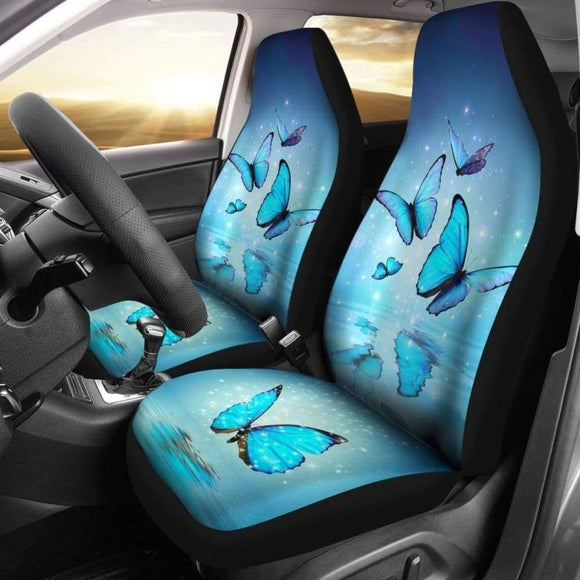 Neon Blue Butterfly Car Seat Covers 171204 - YourCarButBetter
