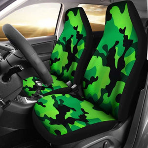 Neon Green Military Camo Inspired Car Seat Covers Set Of 2 112608 - YourCarButBetter