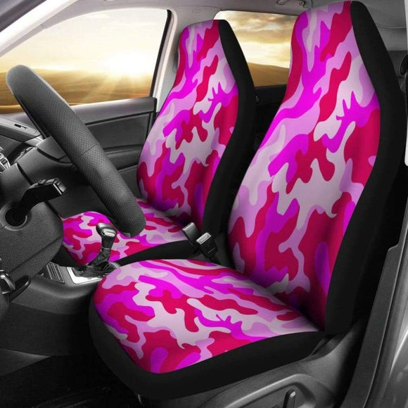 Neon Pink Military Camo Inspired Car Seat Covers Set Of 2 112608 - YourCarButBetter