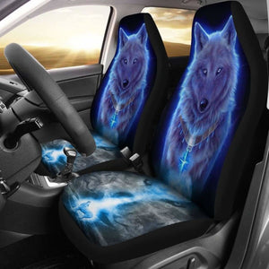 Neon White Wolf Car Seat Covers Amazing 200904 - YourCarButBetter