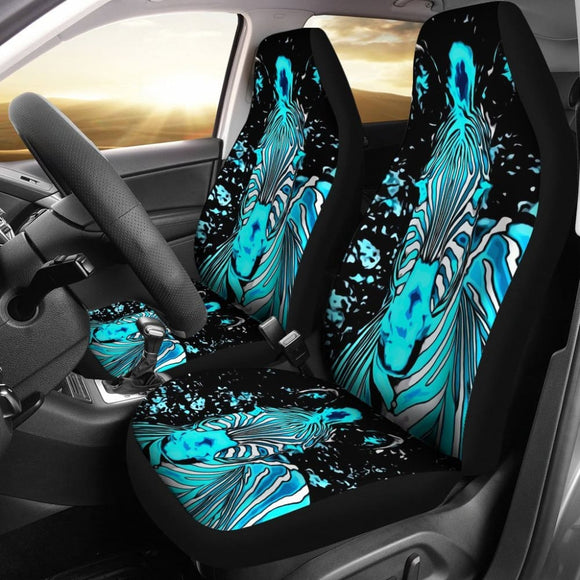 Neon Zebra Car Seat Covers - Piece Front 093223 - YourCarButBetter