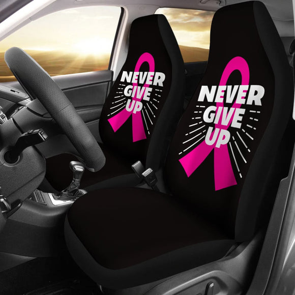 Never Give Up Breast Cancer Car Seat Covers 550317 - YourCarButBetter