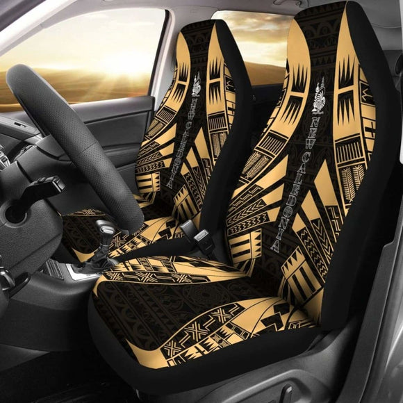 New Caledonia Car Seat Covers - New Caledonia Coat Of Arms Polynesian Tattoo Gold - 9 174914 - YourCarButBetter