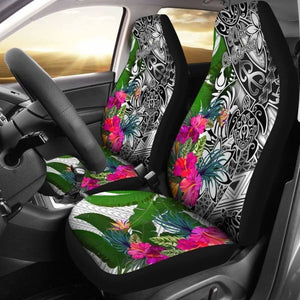 New Caledonia Car Seat Covers White - Turtle Plumeria Banana Leaf Crest - 174510 - YourCarButBetter