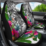 New Caledonia Car Seat Covers White - Turtle Plumeria Banana Leaf Crest - 174510 - YourCarButBetter