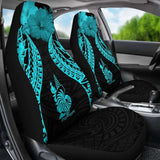 New Caledonia Polynesian Car Seat Covers Pride Seal And Hibiscus Neon Blue - 232125 - YourCarButBetter