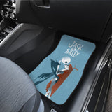 Nightmare Before Christmas Cartoon Car Floor Mats - Jack Skellington And Sally Kissing Retrowave Artwork Car Mats 094201 - YourCarButBetter