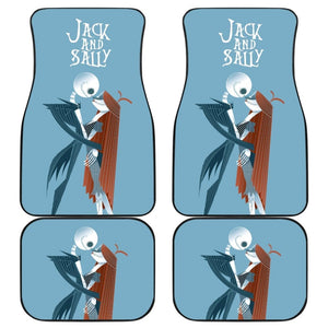 Nightmare Before Christmas Cartoon Car Floor Mats - Jack Skellington And Sally Kissing Retrowave Artwork Car Mats 094201 - YourCarButBetter