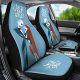 Nightmare Before Christmas Cartoon Car Seat Covers - Jack Skellington And Sally Kissing Retrowave Artwork Seat Covers 094201 - 
