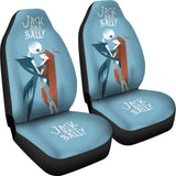 Nightmare Before Christmas Cartoon Car Seat Covers - Jack Skellington And Sally Kissing Retrowave Artwork Seat Covers 094201 - 