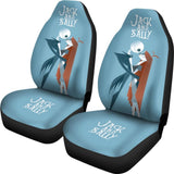 Nightmare Before Christmas Cartoon Car Seat Covers - Jack Skellington And Sally Kissing Retrowave Artwork Seat Covers 094201 - 