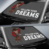 Nightmare on Elm Street Freddy Krueger Follow Your Dreams Car Auto Sun Shades 212903 - YourCarButBetter