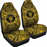 Niue Car Seat Cover - Niue Coat Of Arms Polynesian Gold Black 105905 - YourCarButBetter
