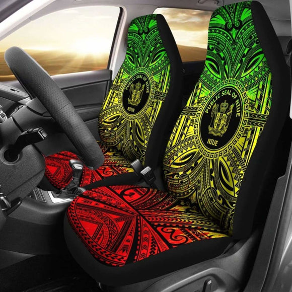 Niue Car Seat Cover - Niue Coat Of Arms Polynesian Reggae Style 105905 - YourCarButBetter