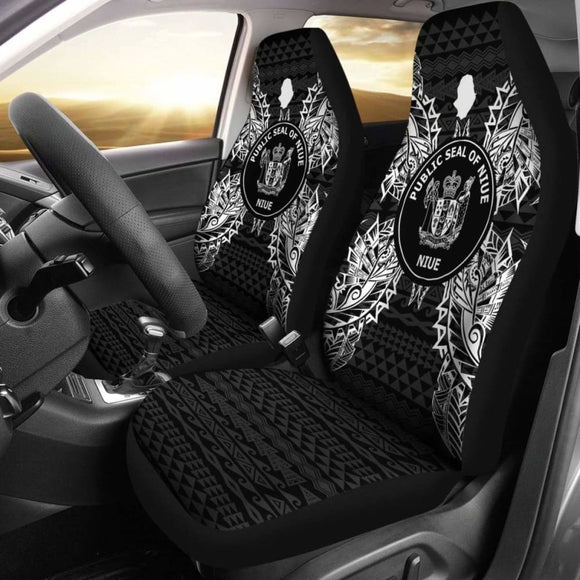 Niue Car Seat Cover - Niue Seal Map Black - 105905 - YourCarButBetter
