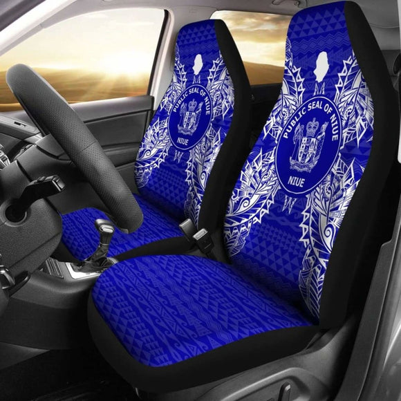 Niue Car Seat Cover - Niue Seal Map Blue - 105905 - YourCarButBetter