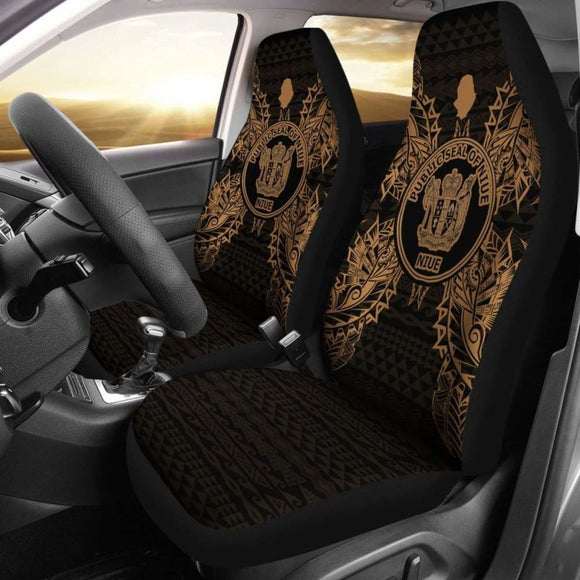 Niue Car Seat Cover - Niue Seal Map Gold - 105905 - YourCarButBetter