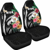 Niue Car Seat Covers Coat Of Arms Polynesian With Hibiscus 232125 - YourCarButBetter