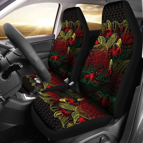 Niue Car Seat Covers - Nauru Flag Turtle Hibiscus Reggae - 105905 - YourCarButBetter