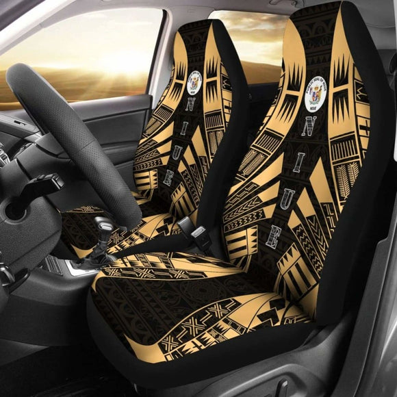 Niue Car Seat Covers - Niue Seal Polynesian Tattoo Gold - 9 174914 - YourCarButBetter