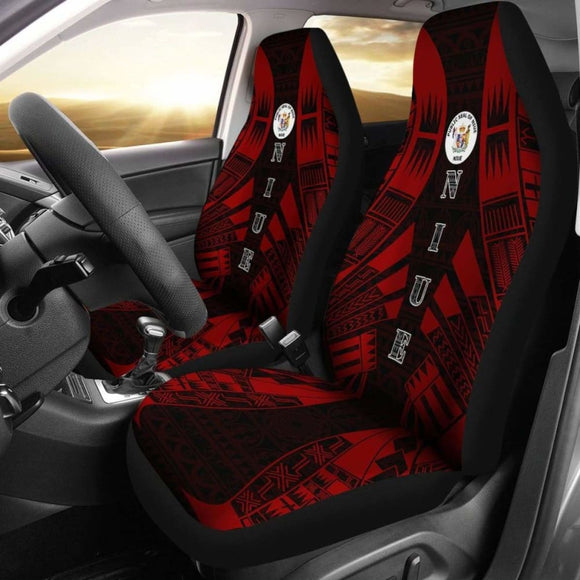 Niue Car Seat Covers - Niue Seal Polynesian Tattoo Red - 9 174914 - YourCarButBetter