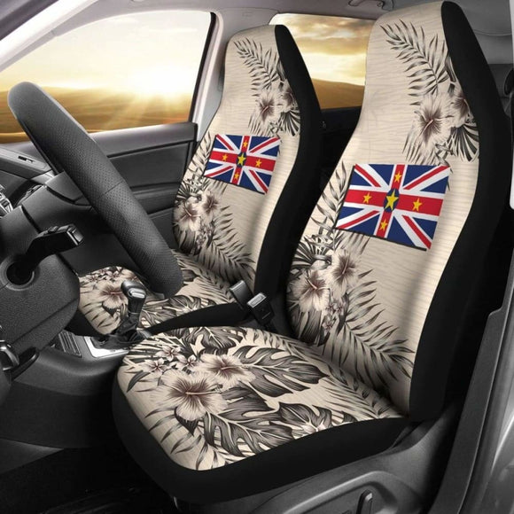 Niue Car Seat Covers The Beige Hibiscus (Set Of Two) 7 232125 - YourCarButBetter