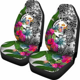 Niue Car Seat Covers White - Turtle Plumeria Banana Leaf - 091114 - YourCarButBetter