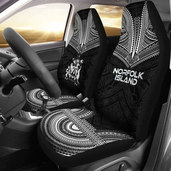 Norfolk Island Car Seat Cover - Norfolk Island Coat Of Arms Polynesian Chief Tattoo Black Version - 10 174914 - YourCarButBetter