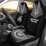 Norfolk Island Car Seat Cover - Norfolk Island Coat Of Arms Polynesian Chief Tattoo Black Version - 10 174914 - YourCarButBetter