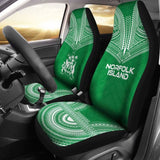 Norfolk Island Car Seat Cover - Norfolk Island Coat Of Arms Polynesian Chief Tattoo Green Version - 10 174914 - YourCarButBetter