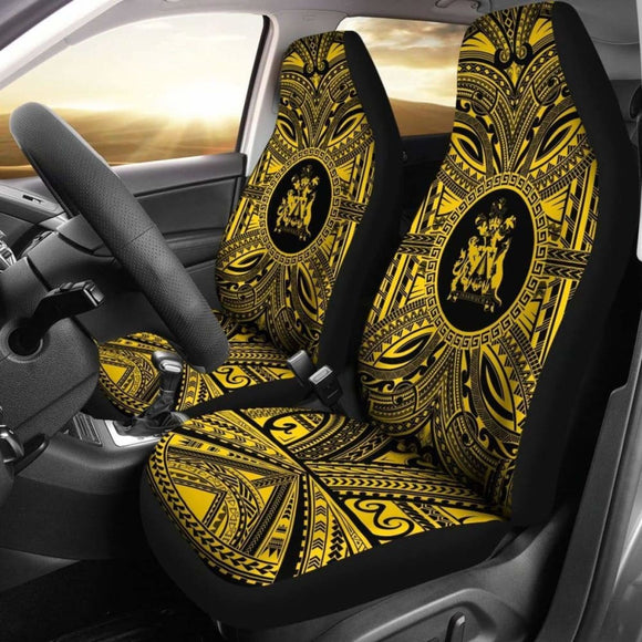 Norfolk Island Car Seat Cover - Norfolk Island Coat Of Arms Polynesian Gold Black 105905 - YourCarButBetter
