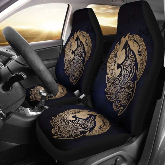Norse Viking Car Seat Covers - Viking Wolf Celtic Galaxy Car Seat Covers Amazing 105905 - YourCarButBetter