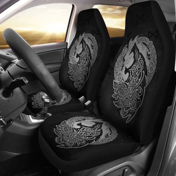 Norse Viking Car Seat Covers - Viking Wolf Celtic Galaxy Car Seat Covers Gray Amazing 105905 - YourCarButBetter